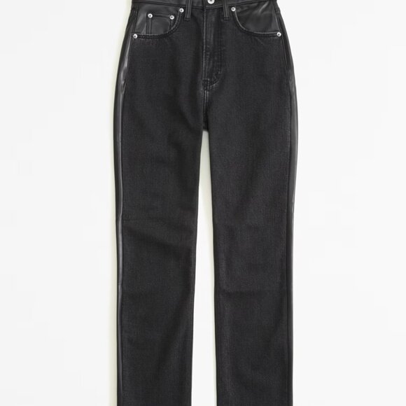 Abercrombie Mixed Fabric Curve Love High Rise Ankle Straight Jean - NWT, 26S - Picture 2 of 6